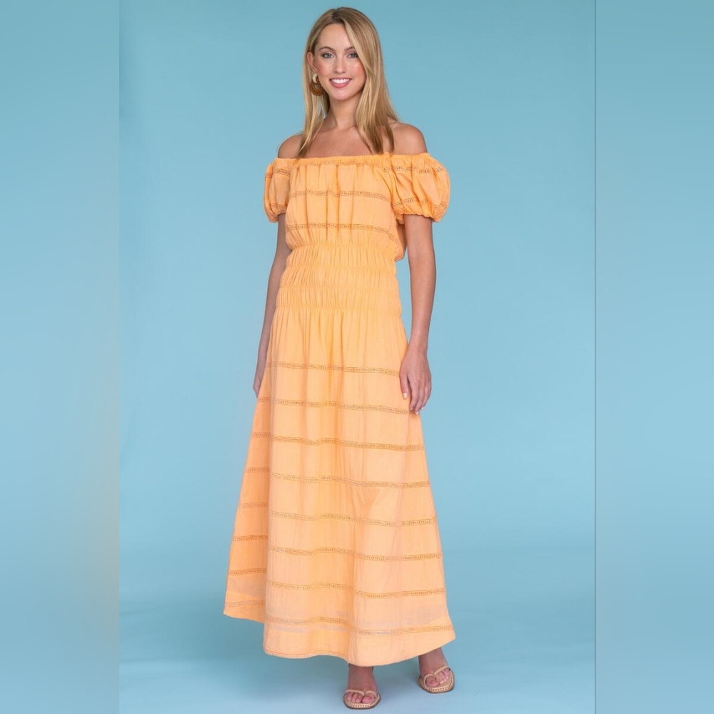 Olivia James Melon Off Shoulder Josie Dress